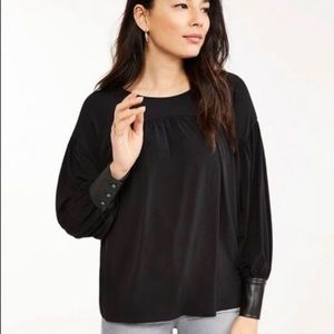 Leather cuffed blouse from Ann Taylor